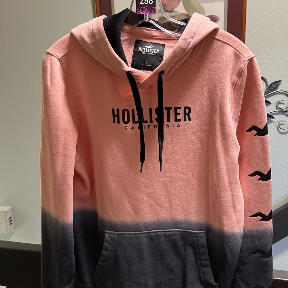 Hollister Pink and Black Fleece Hoodie #298